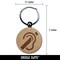 Deaf Hearing Loss Impaired International Symbol Engraved Wood Round Keychain Tag Charm
